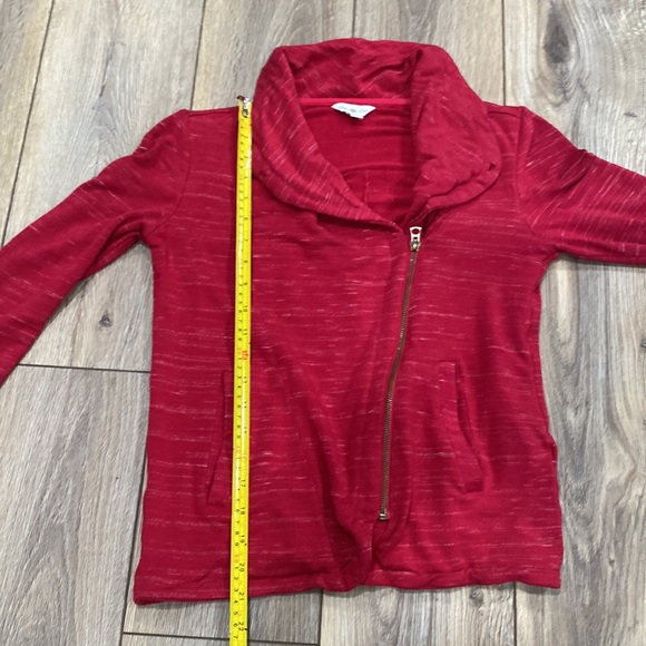 LUCKY LOTUS Jacket Brick Red Burgundy Shawl Collar Zip Sweatshirt SMALL - Picture 9 of 11